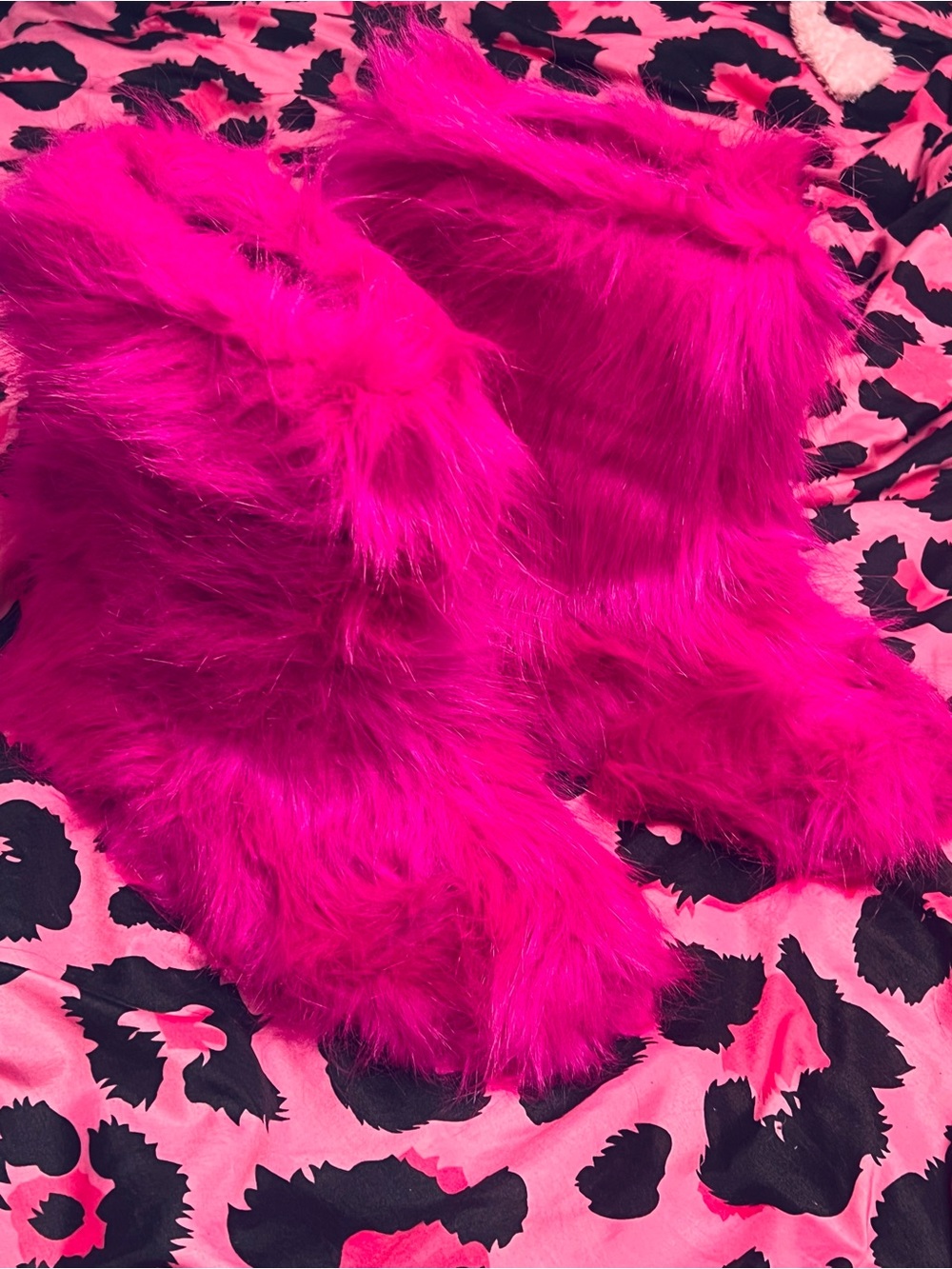 Faux Fur Hot Pink Ankle Booties